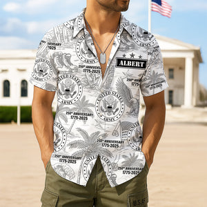 Military Hawaiian Shirt – Personalized 250th Anniversary Gift for Soldiers 04huqn110725