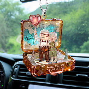 Traveling Couple Car Hanging Ornament, Personalizd Gifts For Adventurous Couple 03qhtn090126