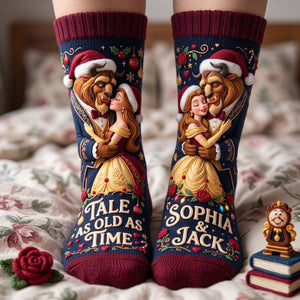 Fairytale Couple Middle Tube Socks - Personalized Gifts For Couples 01TYTA170926