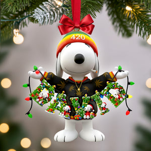 Relaxed Holiday Pup Ornament - Personalized Gift For Stoners 03TOLU131125