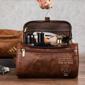 Cheeky Leather Toiletry Bag - Personalized Gift For Him, Husband, Boyfriend 07PGLU081225 - Toiletry Bag - GoDuckee