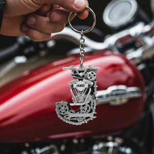 Motorcycle Mechanical Initial Letter Alphabet Keychain Personalized Gifts For Bikers 01qhtn200825