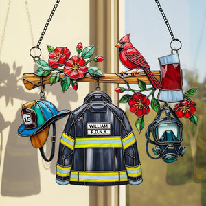 Firefighter Heaven Suncatcher Ornament Personalized Gifts For Firefighter 05OHDT040925