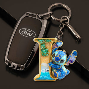 Cute Blue Monster Keychain - Custom Letter Gifts For Movie Lover 04TGLU190525-Homacus