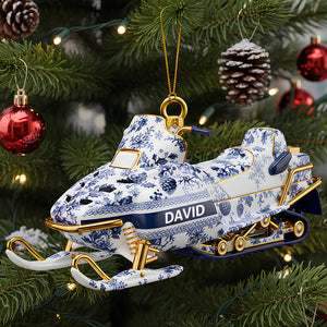 Snowmobile Toile de Jouy Ornament - Personalized Christmas Gifts 01PGDT151025