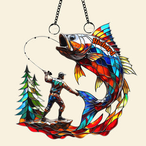 Fishing Scene Suncatcher Ornament - Personalized Gifts For Fishing Lovers 01tgqn020825