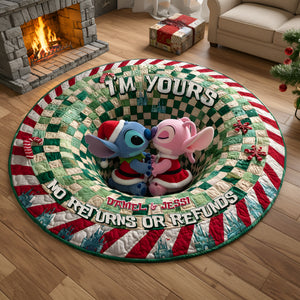 Kissing Alien Couple Round Mat - Personalized Christmas Gift For Couples 02NALU260925