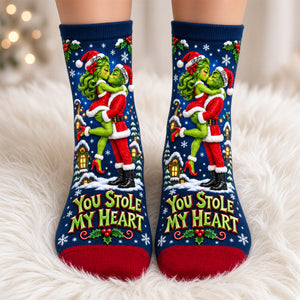 You Stole My Heart Middle Tube Socks - Personalized Gifts For Couple Socks 09TYDH170926