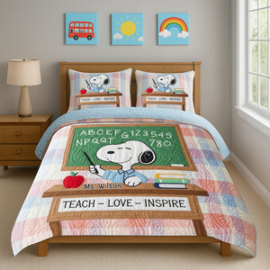 Cute Dedicate Teacher Quilt Bed Set, Personalized Gifts For Teacher 02qhlu180725