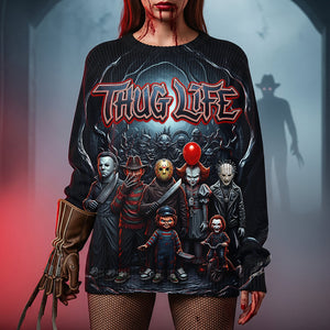 Horror Villains Thug Life Ugly Sweater Personalized Gifts For Horror Fans 01HUDT220825
