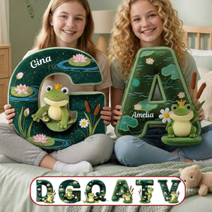 Adorable Frog Initial Pillow - Personalized Gift For Frog Lovers 02PGMG041225
