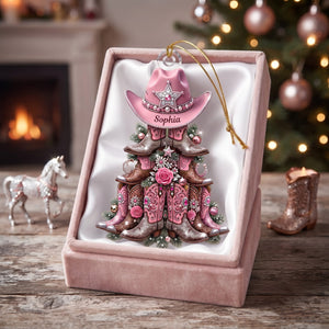 Shimmering Cowgirl Boots Christmas Tree Ornament, Personalize Gifts For Christmas 03qhlu140826