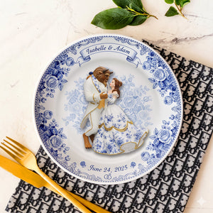 Fairytale Love Story Round Plate - Personalized Gift For Couples 07PALU131025