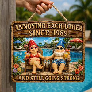 Relaxing Old Couple Metal Sign - Personalized Anniversary Gifts For Couples 02NADT170626