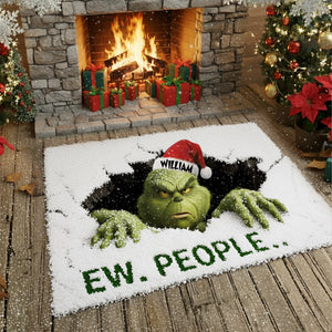 Playful Green Monster Doormat - Personalized Gifts For Movie Lovers 09TGLU221025