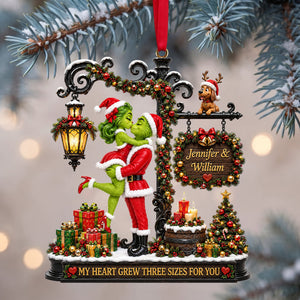 Romantic Kissing Couple Christmas Acrylic Ornament - Personalized Gifts For Couple 02tylu150926