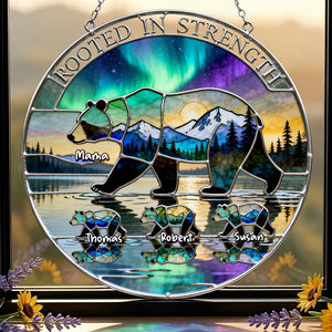 Aurora Bear Mom Tribal Suncatcher - Personalized Gifts For Moms 01QHDT190326