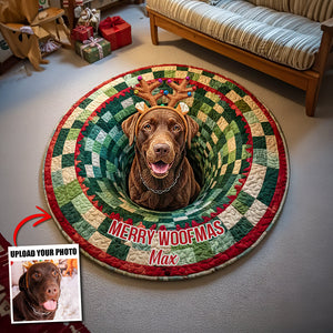 Custom Photo Christmas Gifts For Dog Lovers Quilted Round Mat 04hutn250925