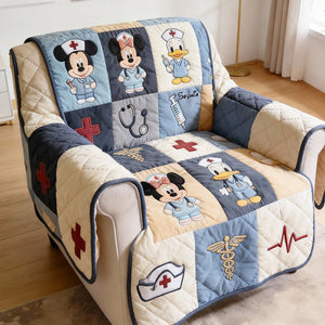 Aesthetic Nurse Collage Quilted Sofa Cover, Personalized Gifts For Nurse 02qhtn020226