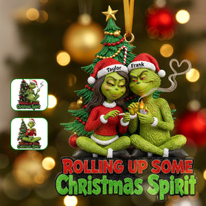Green Monster Smoker Couple Ornament - Personalized Gift For Couple Christmas Ornament 02HYMG091025