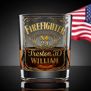 Firefighter Label Whiskey Glass - Personalized Gifts For Firefighter (Retiree & On Duty) 03QHLU070825