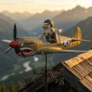 Vintage Fighter Pilot Metal Weather Vane Personalized Aviator Gifts 02NADT030626