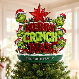 Grouchy Mischief Family Tree Topper - Personalized Christmas Gifts For Family 02totn120926
