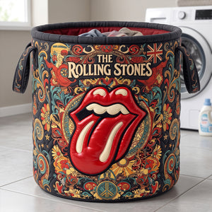 The Rolling Stones Rhythmically Driven Sound Laundry Quilted Laundry Basket - Personalized Gift For Rock Lovers 05natn200726