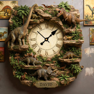 Dinosaur Acrylic Hanging Wall Clock - Personalized Gifts For Dinosaur Lovers 05hyqn221225