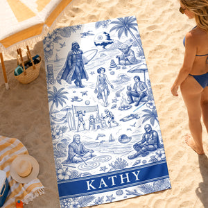 Outer Planet Toile De Jouy Beach Towel - Personalized Gifts 01qhdh200726