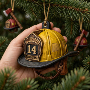 Firefighter Helmet Acrylic Ornament - Personalized Christmas Gifts For Firefighter 07pglu201026