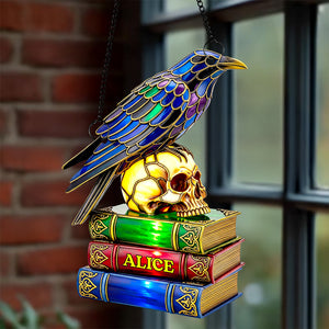 Raven & Skull Suncatcher Ornament Personalized Gifts For Book Lovers 01NADT140825