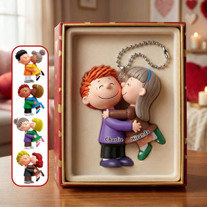 Cute Kissing Couple Acrylic Keychain - Personalized Gifts For Couples 06OHMG190126