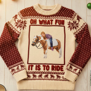 Custom Photo Christmas Gifts For Horse Riding Lovers Ugly Sweater 02natn161025