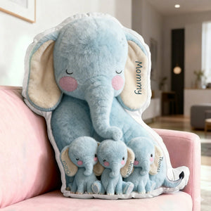 Snuggle Elephant Mom Custom Shape Pillow - Personalized Gifts For Mom 04qhlu240226