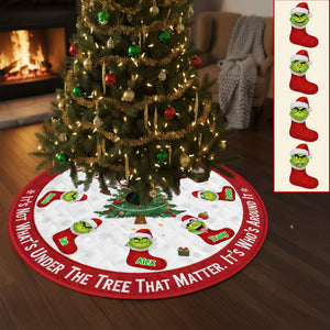 Green Monster Stocking Family Tree Skirts - Personalized Gift For Family Christmas Tree Skirt 04NAMG240925