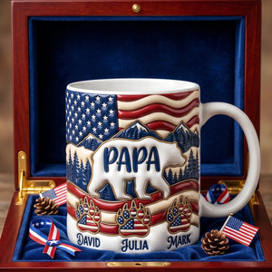 Patriotic Papa Bear Coffee Mug - Personalized Gift For Dads 03PADH150526 - Coffee Mug - GoDuckee