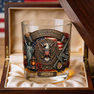 250th Anniversary USA 11oz Round Glass - Personalized Gifts For Patriots 03tymg200326