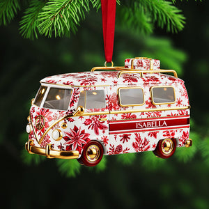 Personalized Gifts For Christmas, Camper Van Toile de Jouy Custom Shape Acrylic Ornament 02pgta031025