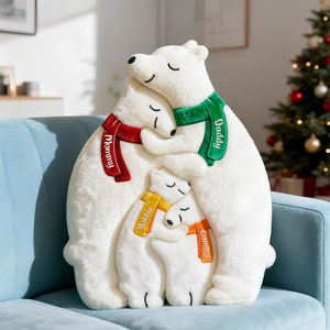 Ice Bear Family Hugging Pillow, Personalized Gifts For Family 03qhdt081125