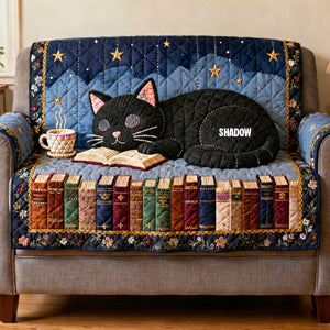 Black Cat Quilted Sofa Cover Personalized Gifts For Book Lovers 02natn240126