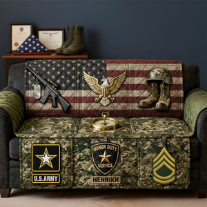 Proud Veteran Service Sofa Cover - Personalized Gift For Veteran 05KILU040226