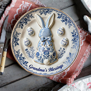Grandma's Blessing Round Plate - Personalized Easter's Day Gift For Grandma 01NALU040226