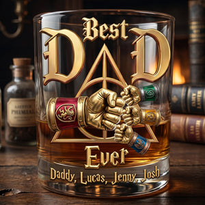 Cheerful Dad & Kids Fist Bump Round Glass - Personalized Gifts For Dad 01hudt010626