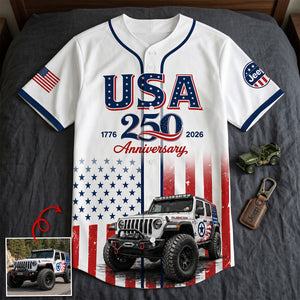USA 250 Anniversary Baseball Jersey Shirt - Custom Photo Gifts For Offroad Car Lovers 04natn110626