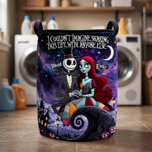 Spooky Couple Quilted Laundry Basket - Personalized Gifts For Couple 01padh300626