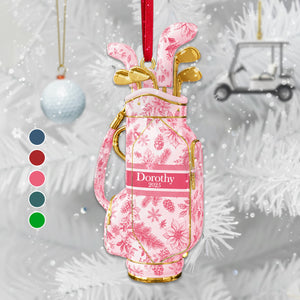 Golf Bag Toile de Jouy Custom Shape Acrylic Ornament - Personalized Gift For Golf Lover Ornament 05PGMG300925