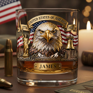 Veteran Personalized 11oz Round Glass - Personalized Gifts For Military Drinking Glass 02NATA280126