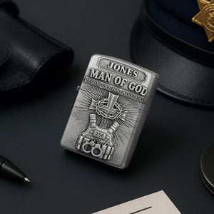 Police Man Of God Lighter, Personalized Gifts For Police Officer 05qhtn120825