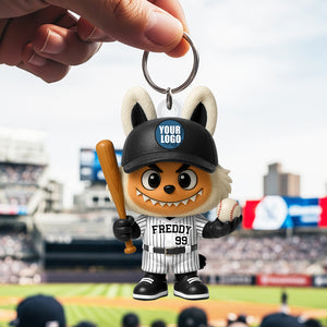 Fuzzy Monster Baseball Keychain - Personalized Gift For Baseball Lovers 02HUDT200625